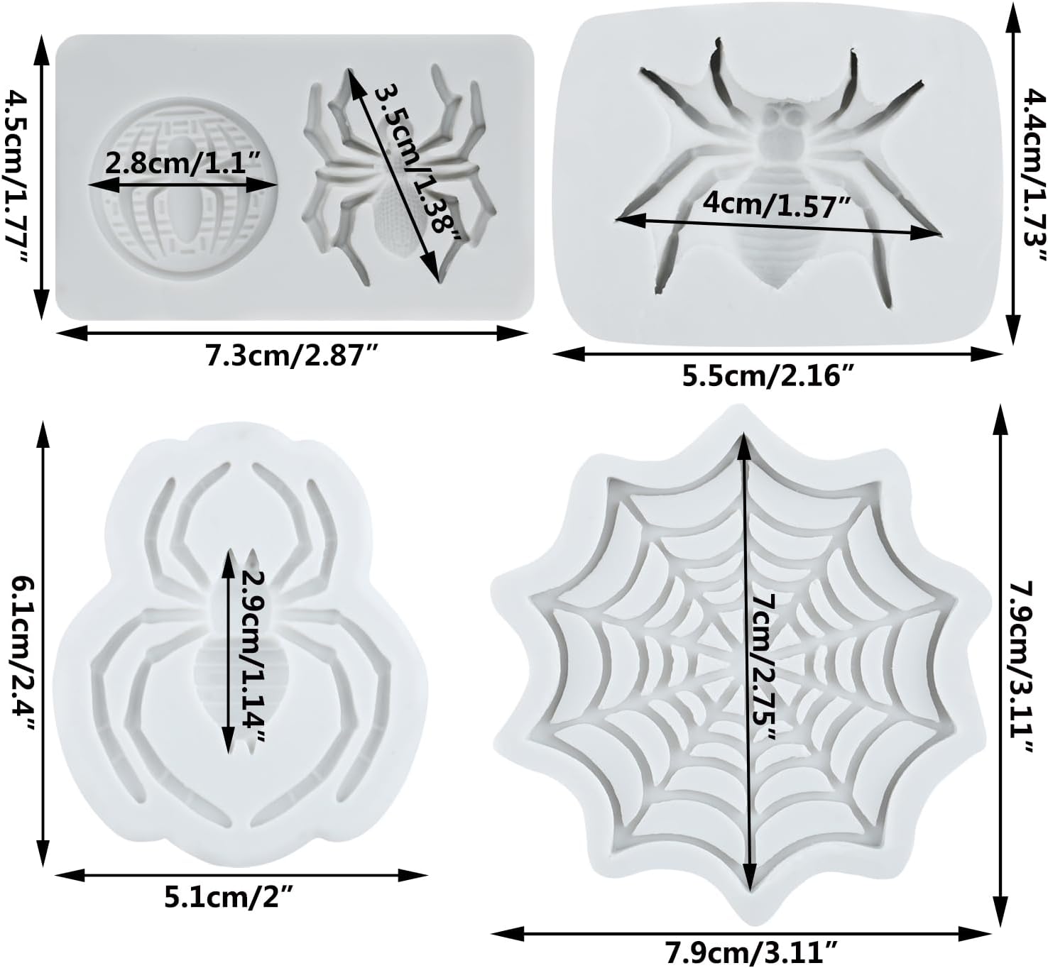 Lingzhi Spider Silicone Mold Spider Web Fondant Molds For Cake Decoration Cupcake Topper Chocolate Polymer Clay Candy Gum Paste Set of 4 - Image 2