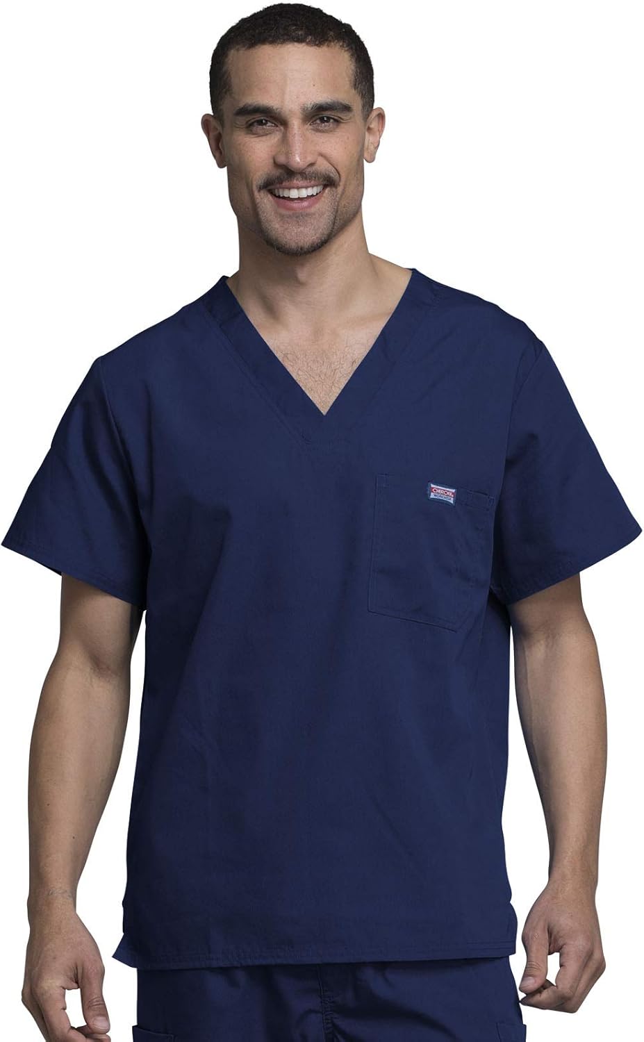 Cherokee V-Neck Men's Scrub Top with Chest Pocket, Durable, Fade Resistant and Easy Care