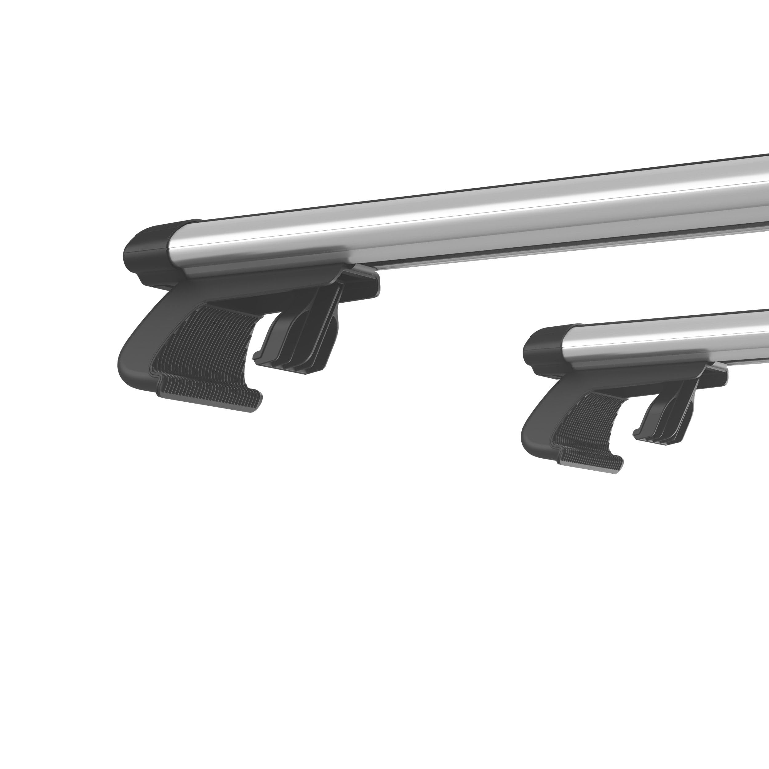 HOMCOM Barres de Toit de Voiture 2 Clés 123,5 x 5,5 x 7 cm Argenté et Noir | Transversales, Porte-Bagage Verrouillables, Alliage d'Aluminium