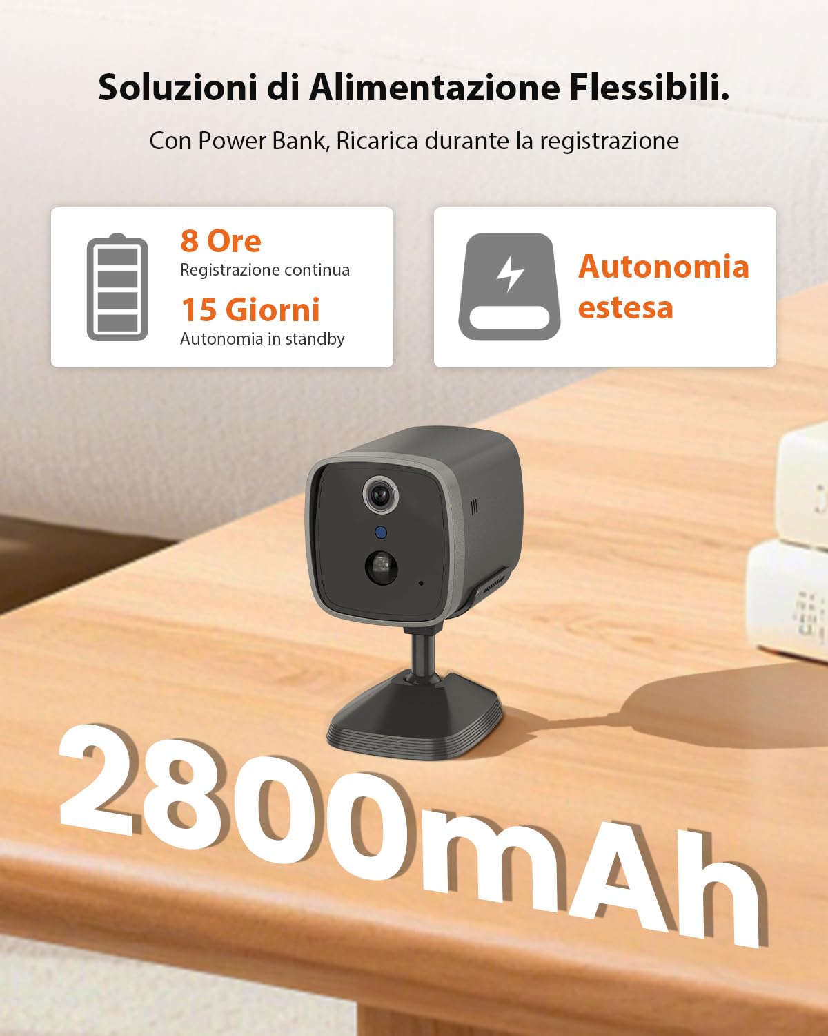 4G LTE telecamera di sorveglianza interna con scheda SIM dati, fotocamera 2K Super HD a batteria, mini fotocamera senza WLAN, rilevamento movimento PIR, visione notturna 3MP, grandangolo 120°