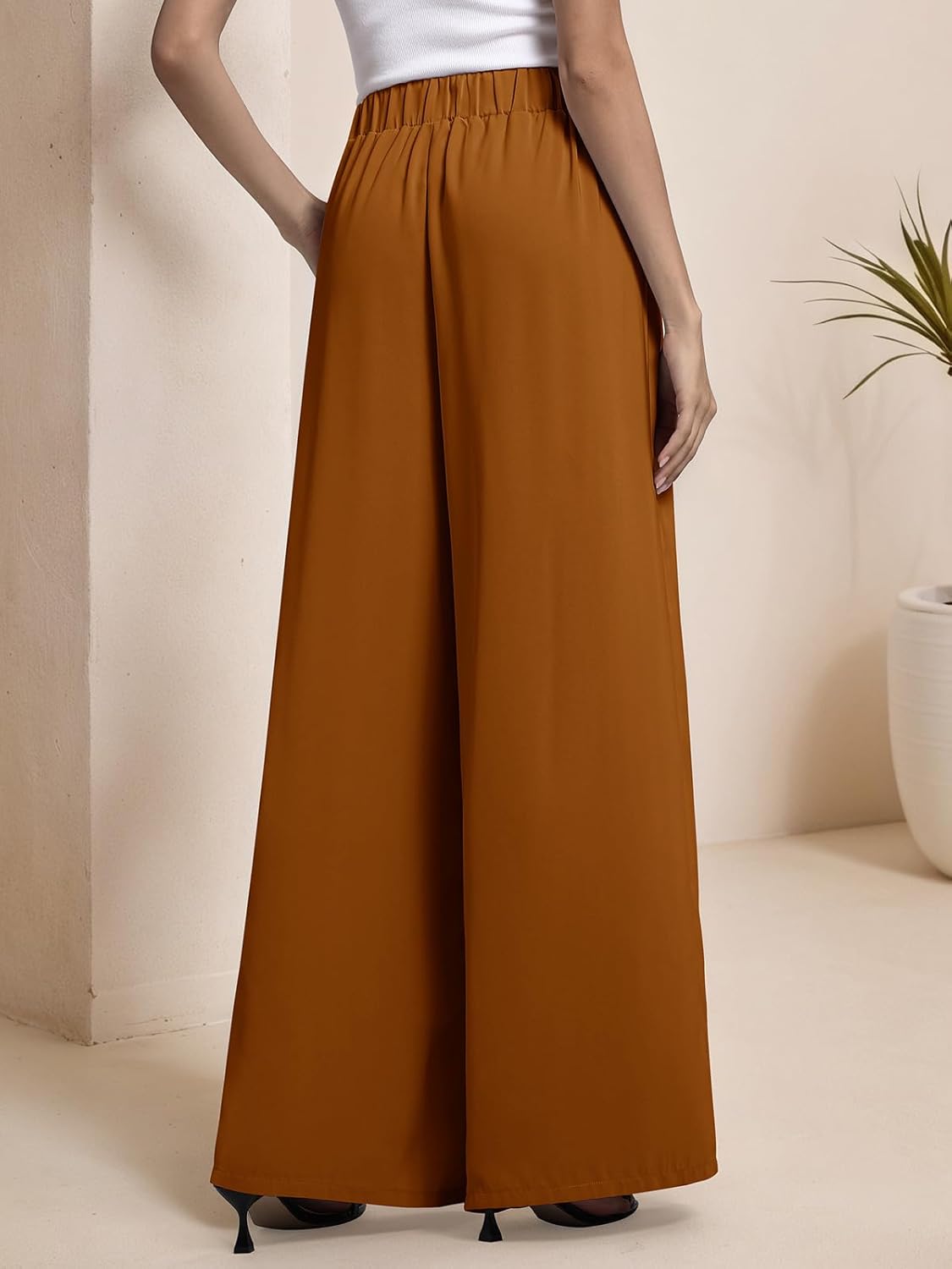 QIANXIZHAN Women's Wide Leg Pants, High Waisted Palazzo Pants Dressy Summer Flowy Casual Lounge Work Dress Pants Trousers WL - Image 2