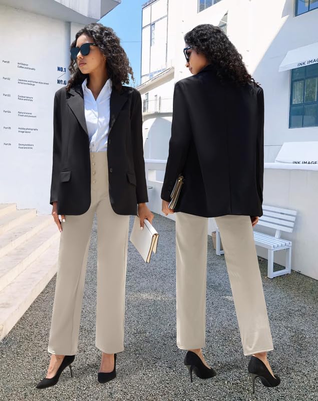 keriffe High Waist Stretchy Womens Dress Pants with Pockets Straight Leg Business Casual Work Trousers Office Slacks - Image 7