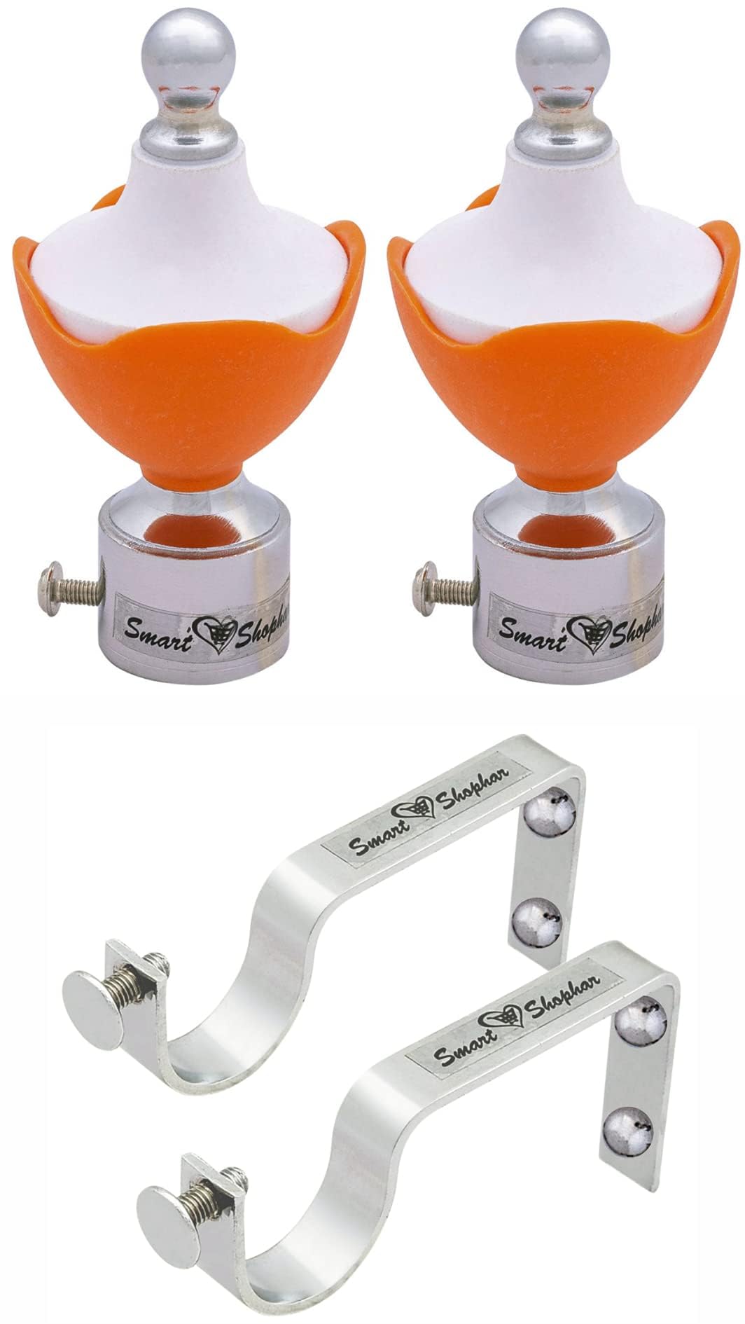 Smart Shophar Stainless Steel and Aluminium Alloys Topaz Curtain Bracket 3.5 Inches Orange Silver Pack of 1 Set / Elegant Design / Easy to Mount / Suitable for Curtain Rods-image-4
