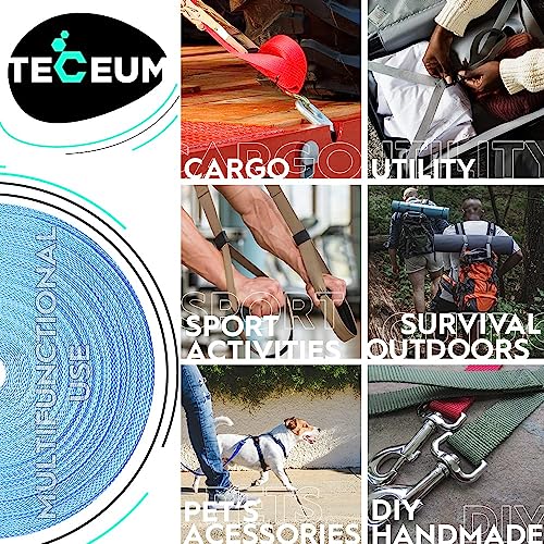 Image of TECEUM 3 /4 inch & 5 /8 inch & 1 inch & 1.5 inch & 2 inch Webbing - 10 25 50 Yards - 40+ Colors - Heavy Duty 1 Inch 1.5 Inch 2 Inch Backpack Straps - Webbing for Outdoors Indoors Crafting DIY