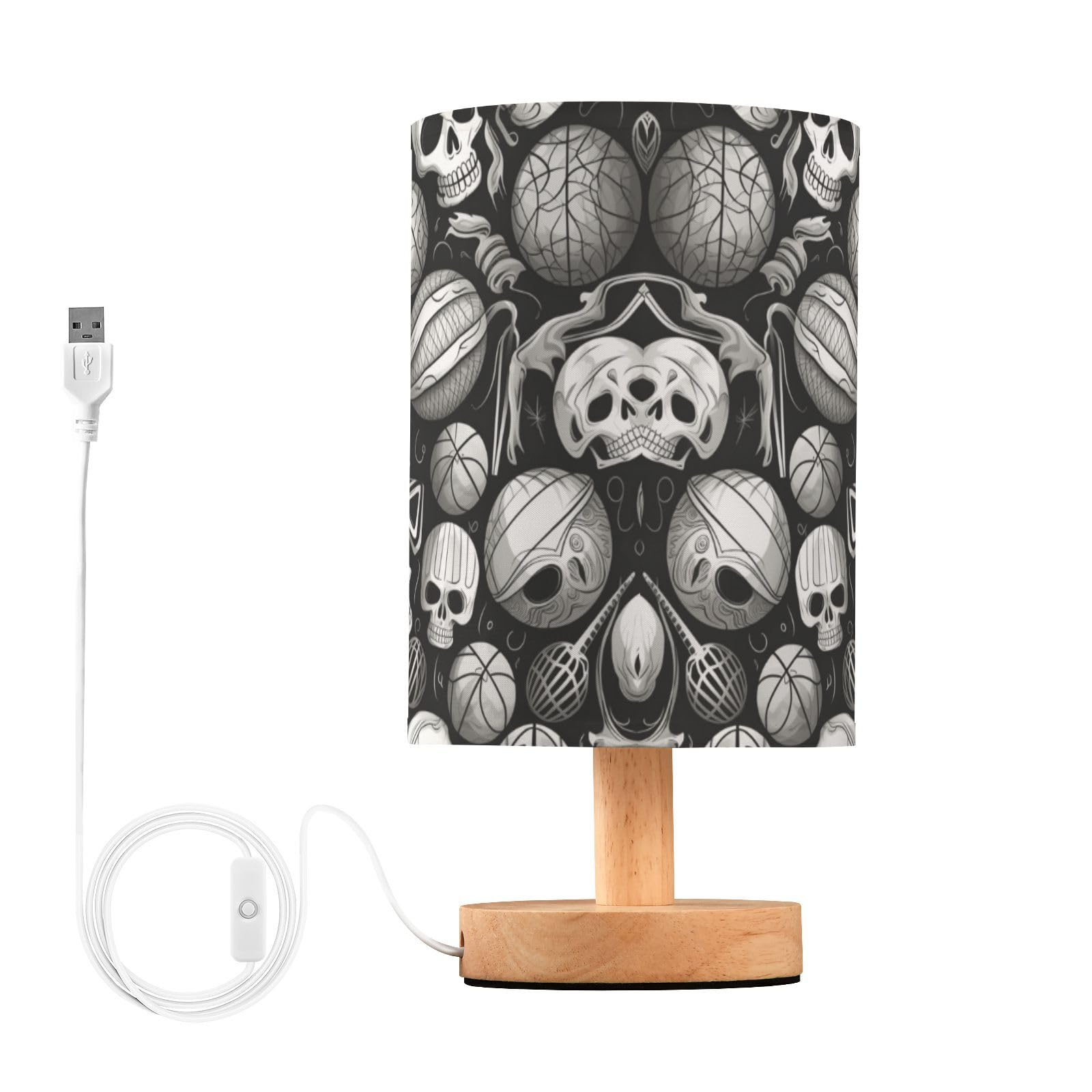 KAAVIYO Baloncesto Cráneo Abstracto Lámpara de Mesa Escritorio USB Lámparas de Noche Lámpara de Dormitorio para Niños