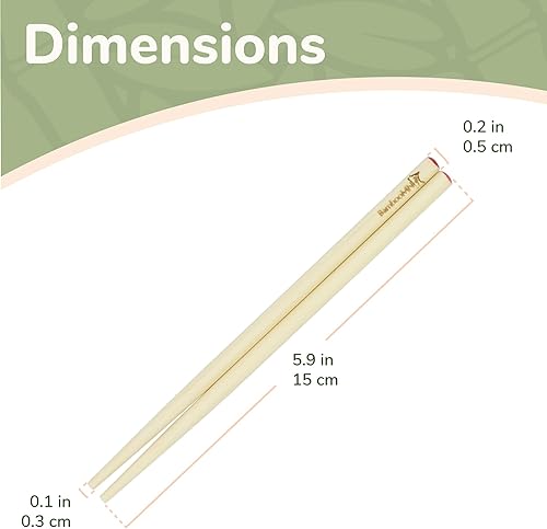 Miniatura 2 de BambooMN Premium 5.9 pulgadas, mini palillos de bambú, tamaño de bolsillo, tamaño más pequeño para entrenamiento y viajes, 6 pares