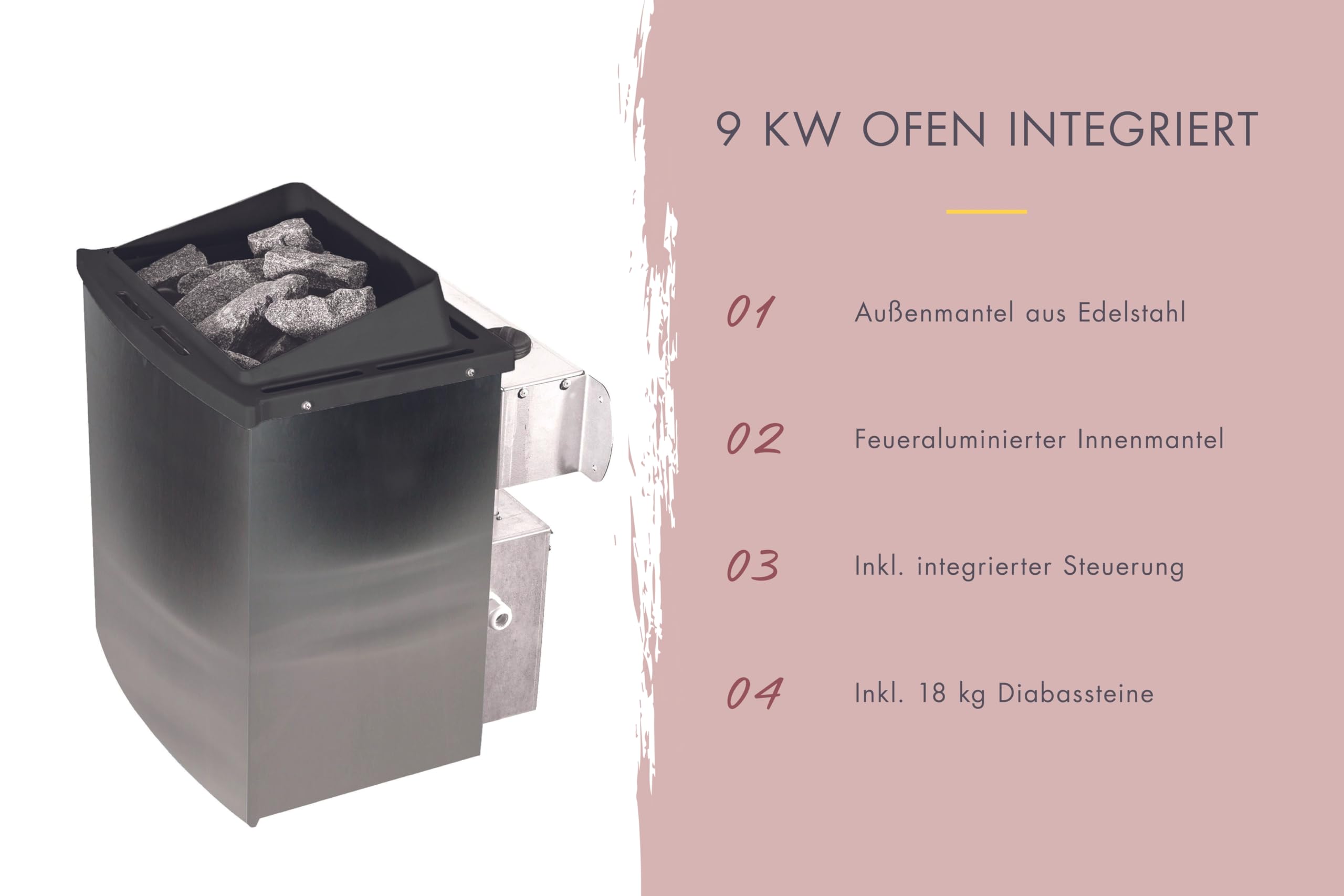 Saunahaus XL inkl. Saunaofen integr. Strg. Außensauna optional mit Anbaudach (276x191 ohne Anbau)