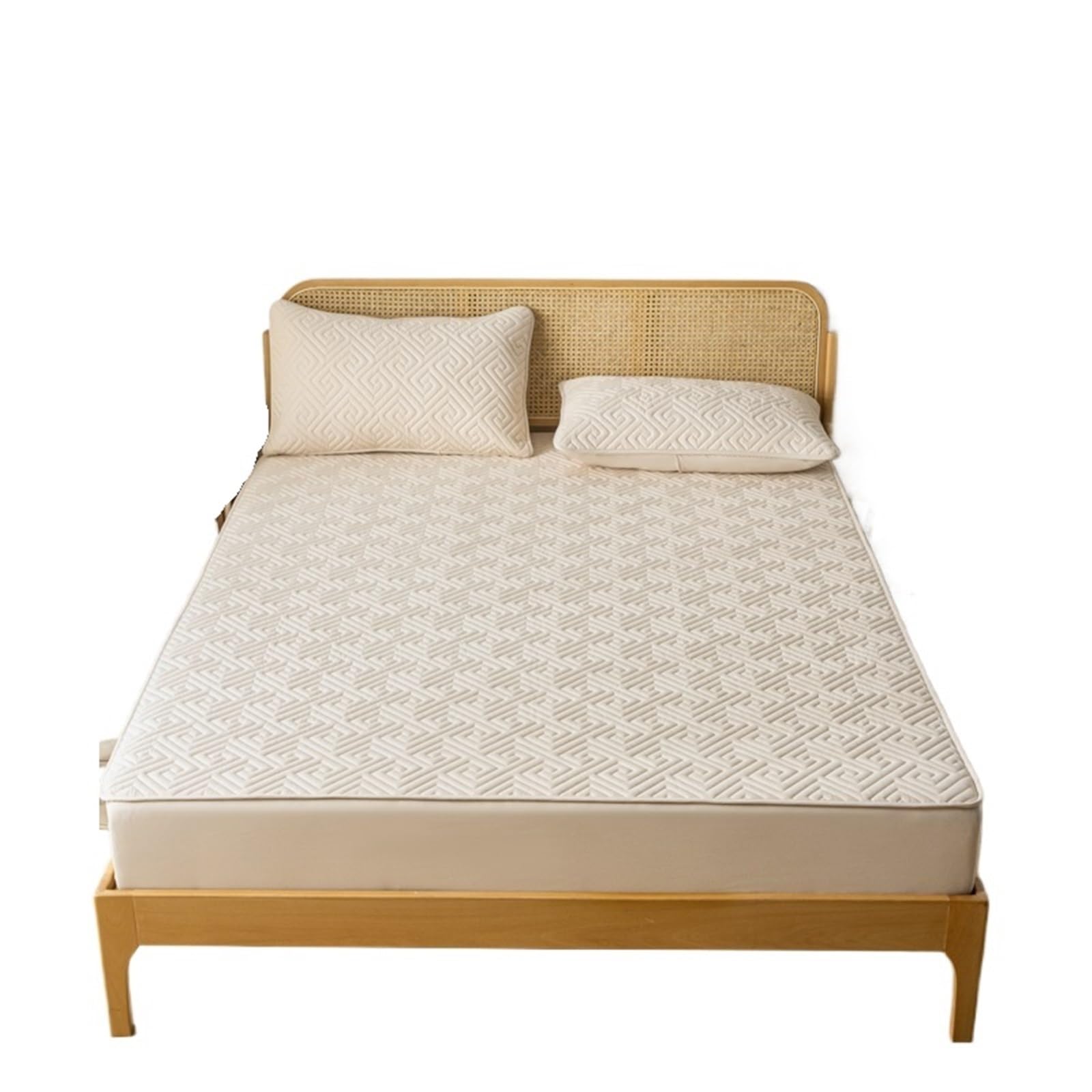 Cubre Colchon Protector de colchón Impermeable, Funda de colchón Acolchada Gruesa, Sábana de tamaño Queen con Banda elástica(01-HXG-NAI ka,150x190x30cm)