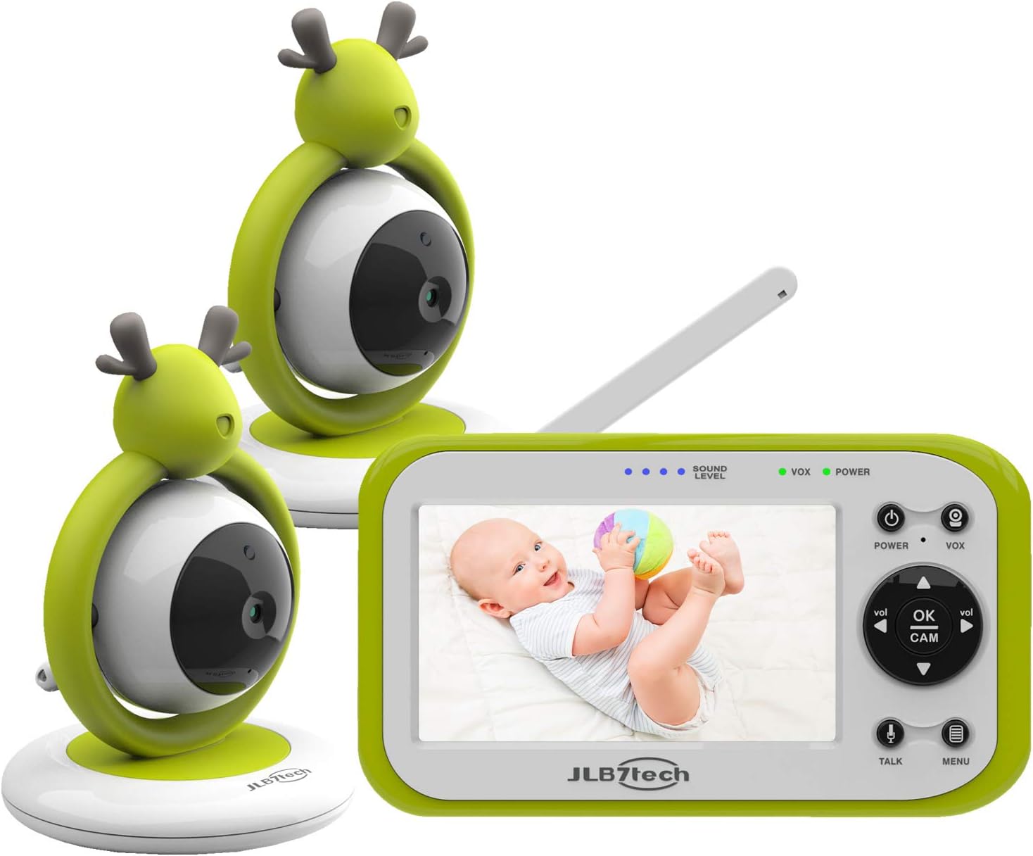 Video Baby Monitor with 2 Cameras - Dual Camera,Long Range, No WiFi, Night Vision - 1,000 ft Range, 1,440 mAh Battery, 4.3 Inch Color Screen