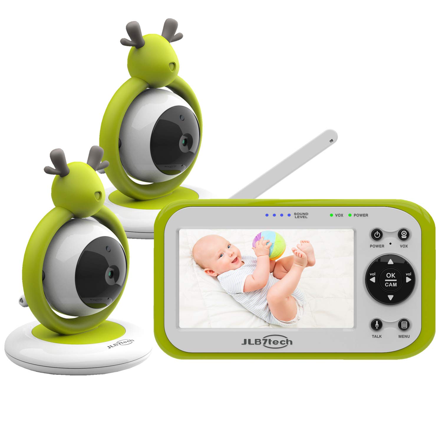 Video Baby Monitor with 2 Cameras - Dual Camera,Long Range, No WiFi, Night Vision - 1,000 ft Range, 1,440 mAh Battery, 4.3 Inch Color Screen