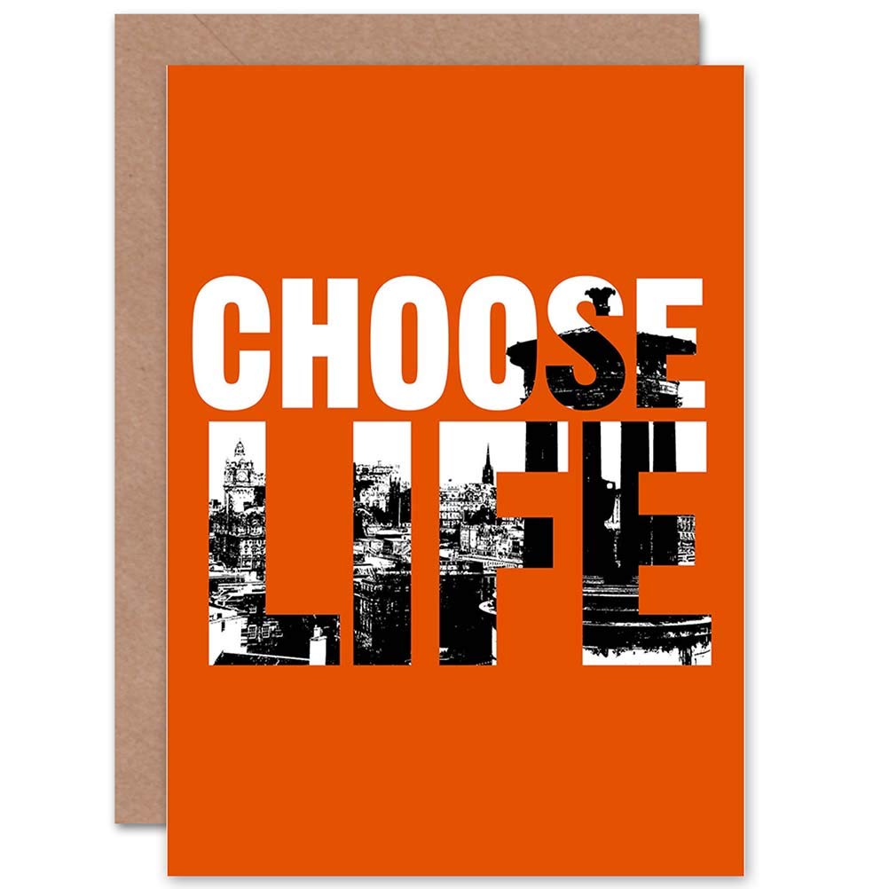 Wee Blue Coo Quote Choose Life Trainspotting Edinburgh Scotland Greetings Card Cp3248