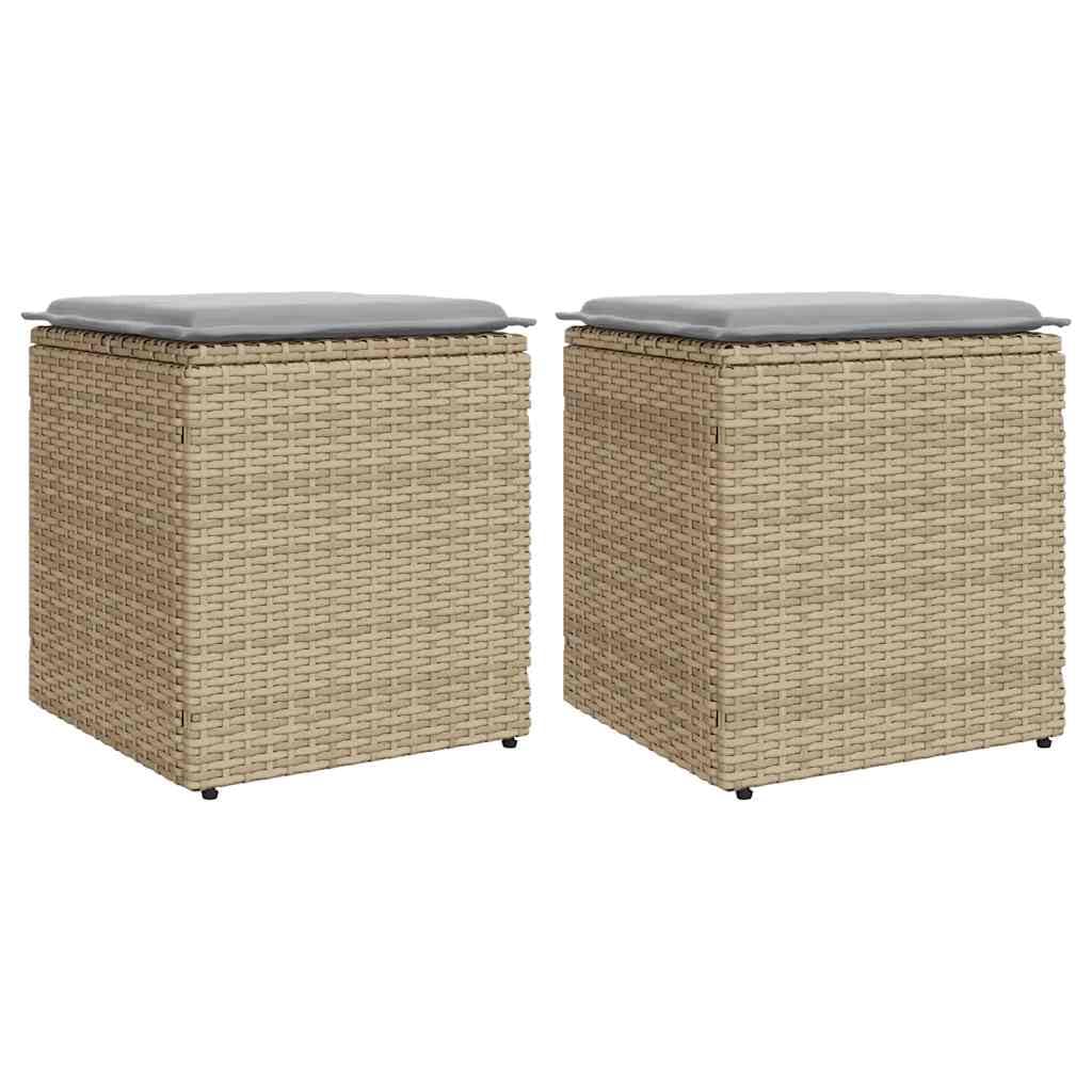 vidaXL Taburetes de Jardín con Cojines 2 uds Beige 40x40x43 cm al Aire Libre
