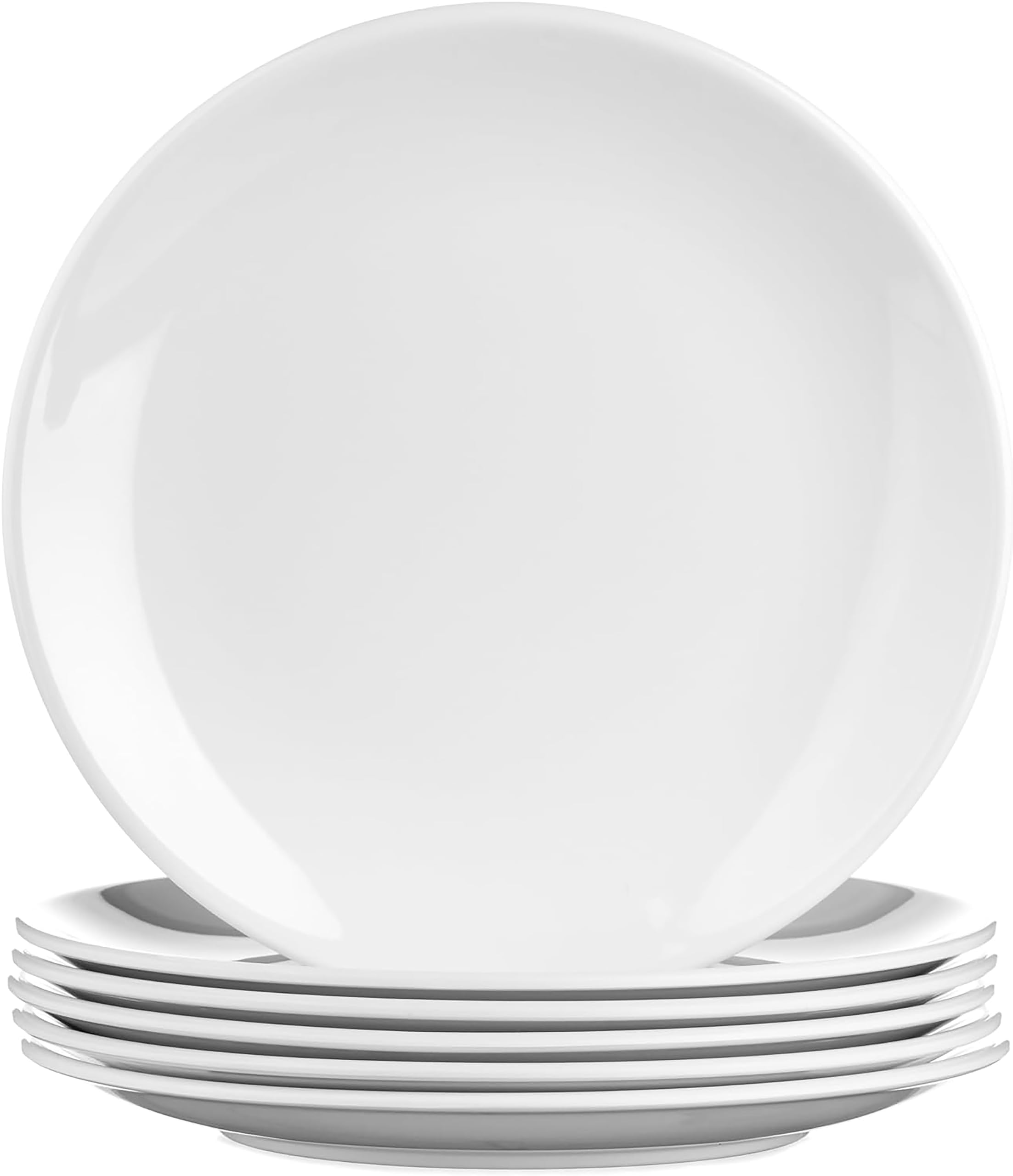SECO 9"/23cm Round Melamine Plates, Pack of 6 - Durable, Scratch-Resistant & Lightweight Reusable Dinner Plates - White