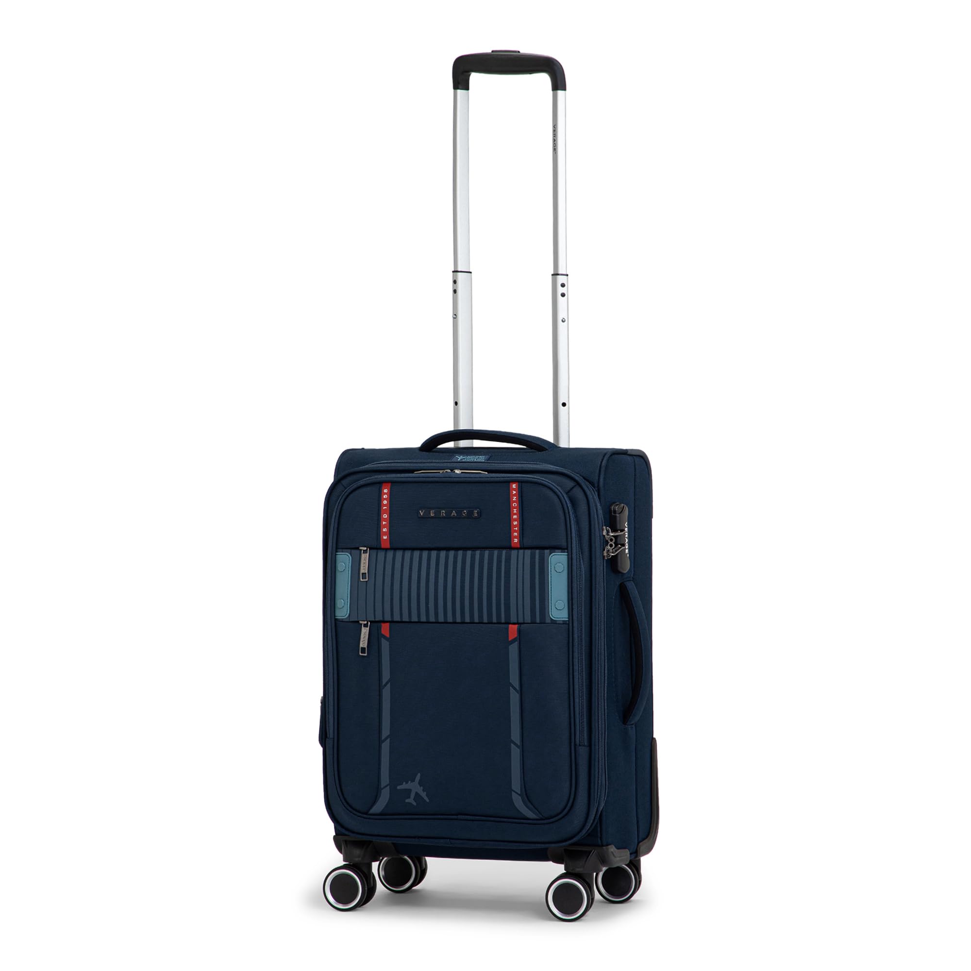 Verage Specter 57 cms Blue Soft Sided Cabin Size Carry On Luggage Trolley Bag for Travel with Expandable & Anti Theft Zipper Suitcase Spinner for Men and Women