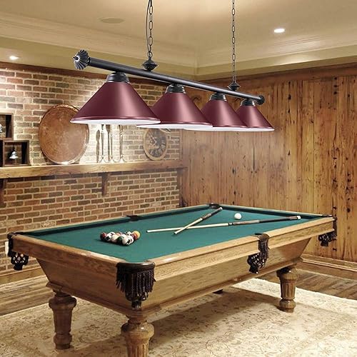 Miniatura 2 de Wellmet Luz de billar  4 lámparas con pantalla de lámpara para mesa de billar de 7 a 8 pies, sala de juegos, cueva de hombre