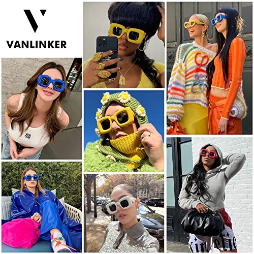 VANLINKER Cute Square Inflated Sunglasses for Women Men Trendy Chunky Glasses Retro Thick Frame Funny Mask Shades VL97332