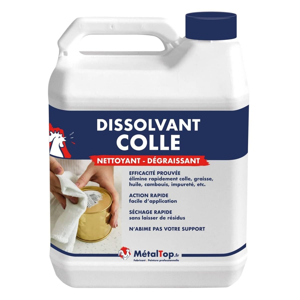 Metaltop - Dissolvant Colle - 5 L - Dissout colles, adhésifs et étiquettes : verre, métal, plastique.