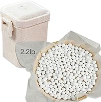 Homm Tina 2.2lb Reusable Ceramic Pie Weights for Blind Baking - 10mm Baking Beans with Wheat Straw Container, 35oz White