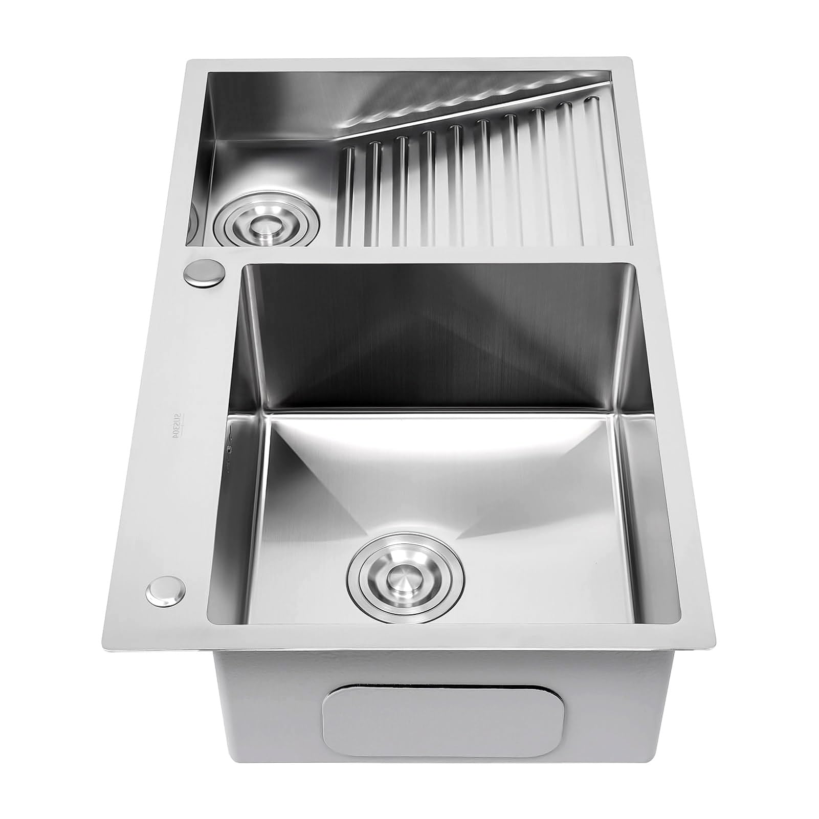 Laundry Sink, Utility Washing Tub With 4mm Thick Panel, Stainless Steel Laundry Basin, Large Workstation Washing Basin With Angle Valve, Drain Kit, For Utility Room, Garage (Color : Right, Size : 70