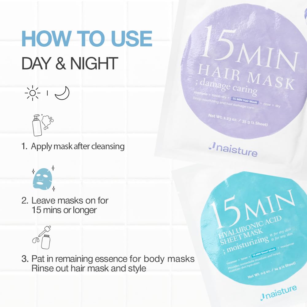 Naisture 15 Min Groom Me Kit Skincare Gift Set for Men – All-in-One Bundle with Hair, Face, & Eye Masks, Complete Grooming Self-Care Kit (5 pcs) view 6