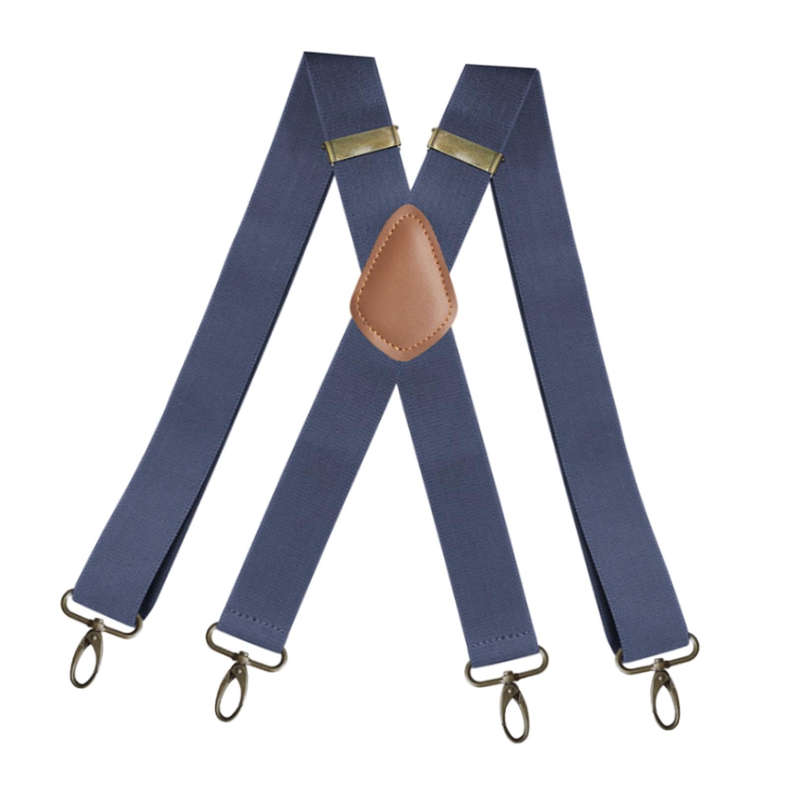 nivaa Suspenders for Men Unisex Elastic Straps Trouser 4 Clips x Shaped 3.5cm Wide blue-picture-41