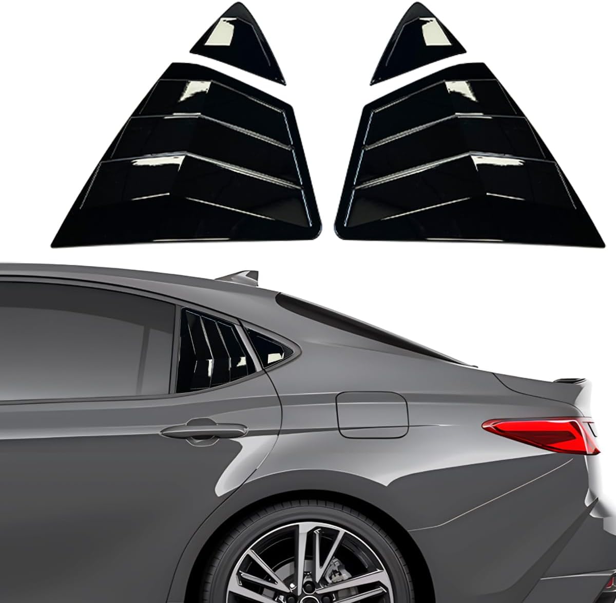 for Toyota Camry The 9Th Gen 2025 2026 Window Louvers Front Side Racing Style Sport ABS Window Louvers Air Vent Scoop Shades Cover Blinds Trim Exterior Accessories 4PCS(Bright Pitch Black)