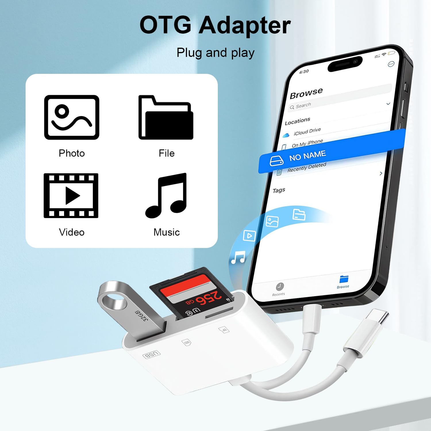 Lecteur Carte SD pour iPhone iPad MFi Certifié 3 en 1 Lightning USB C Adaptateur SD MicroSD USB 3.0 Slots