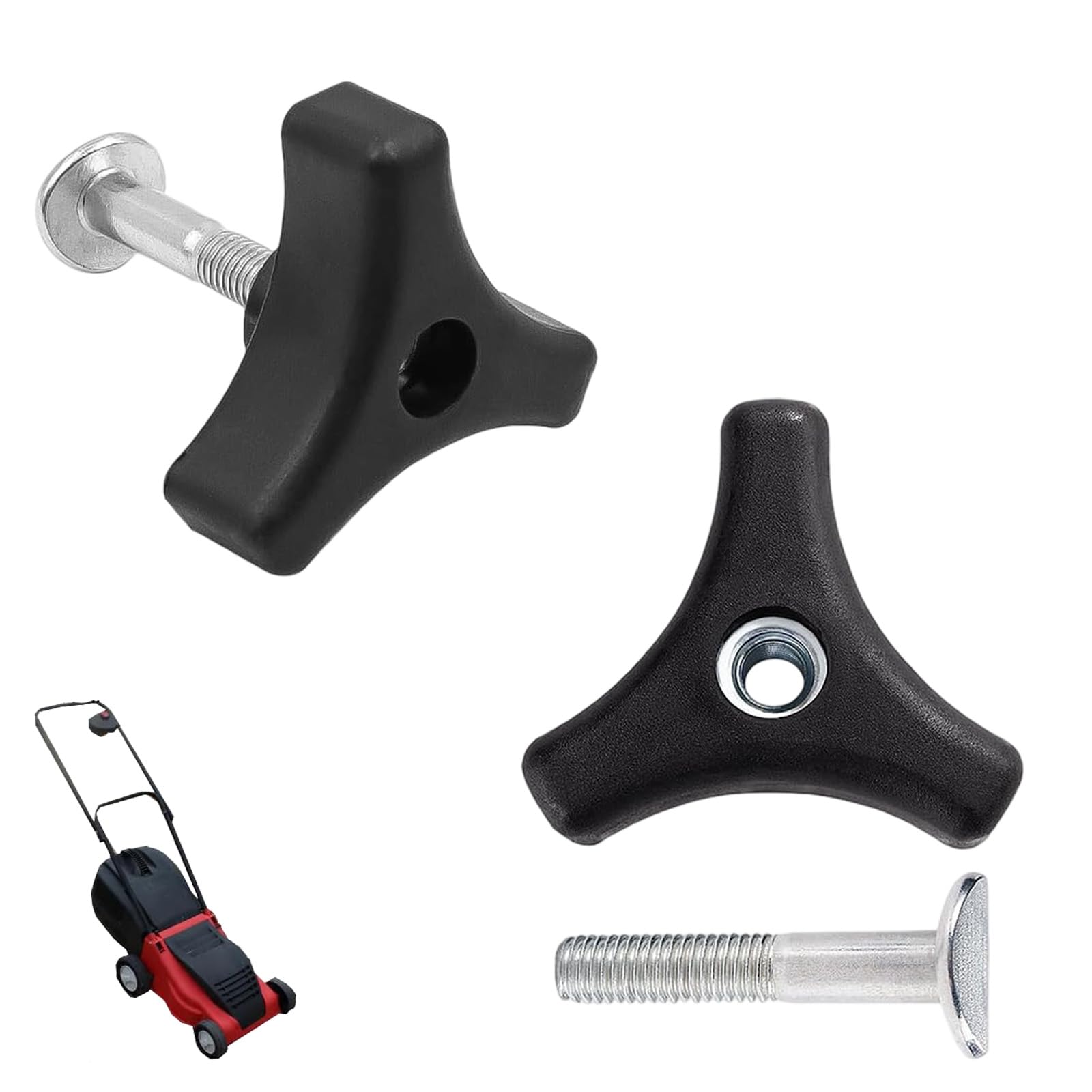 2 Stück Universal-Rasenmähergriff Rasenmäher Flügelmutter Schraube Bolzen Dreieck Griff Knauf Mutter Schraube für Rasenmäher-Maschine