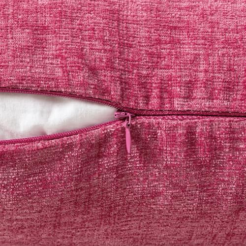 Image of MIULEE Pack of 2 Couch Throw Pillow Covers 16x16 Inch Soft Hot Pink Chenille Pillow Covers for Sofa Living Room Solid Dyed Pillow Cases