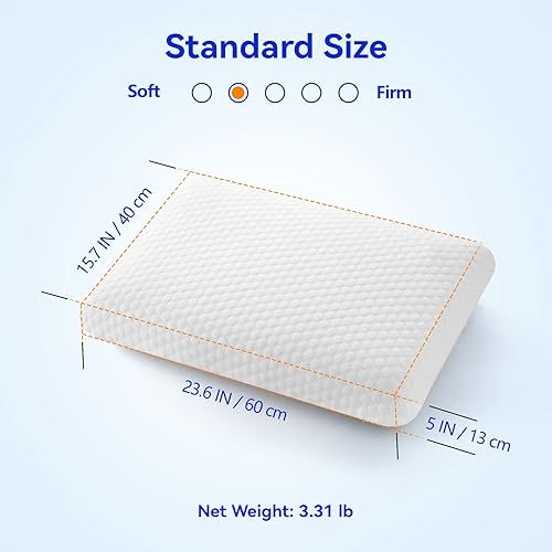 Miniatura 2 de inight Memory Foam Pillows, Standard Pillow with Washable Cover, Back & Side Sleeper Pillows for Bed with Oeko-TEX & CertiPUR-US, Best Pillows for