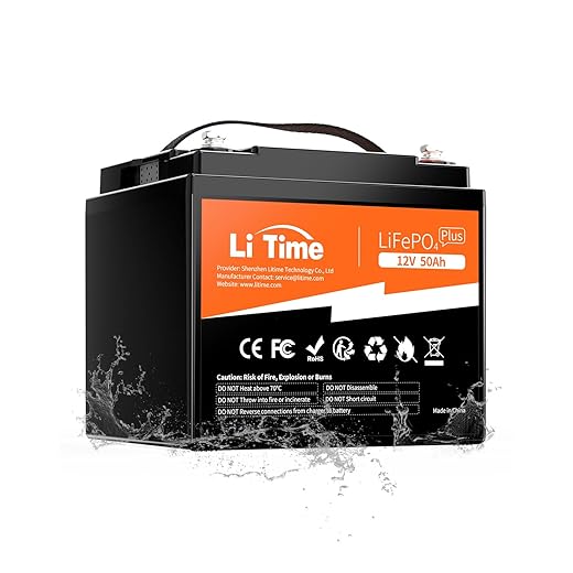 LiTime 12V 12Ah LiFePO4 Lithium Battery, Built-in 12A BMS 153.6W Output Power, 4000+ Deep Cycles& 10-Year Lifetime, Low Self-Discharge, for Fish Finder, Fans, Toys, LED Light, Security Camera, Camping