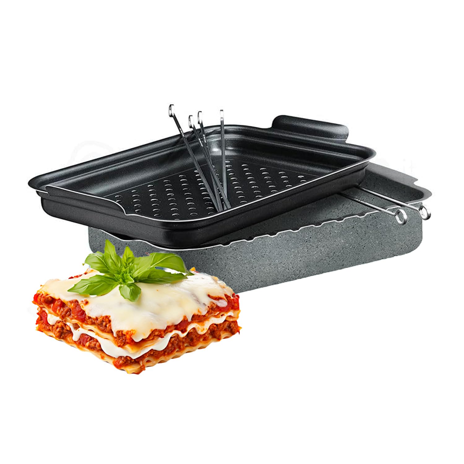 Plat lasagnera et rôtissoire à rouleaux pour vos repas de famille italiens