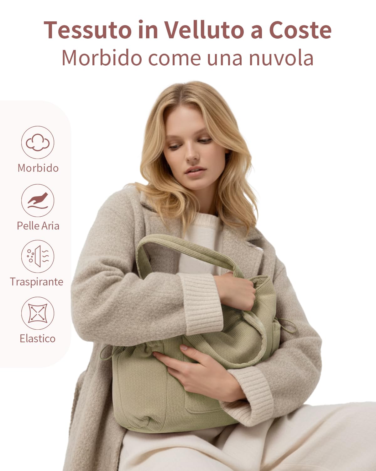 ECOHUB Borsa Tote Donna Velluto a Coste con Scomparto per Laptop da 15,6"