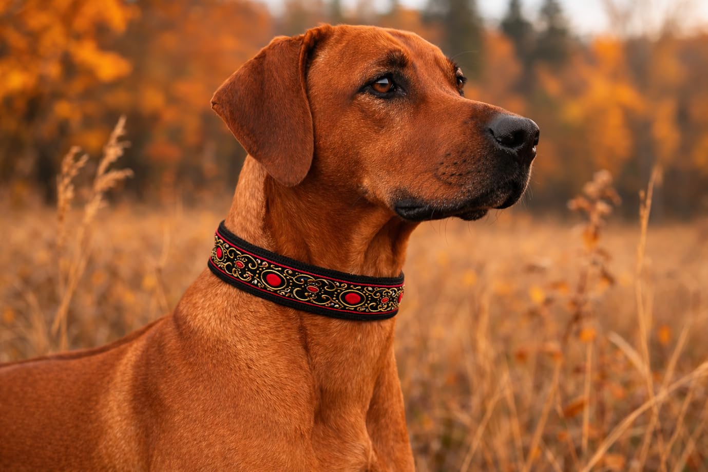 Martingale Hundehalsband 4cm breit, verstellbar, Zugstopp, bis 48cm Hals- 54cm Kopfumfang