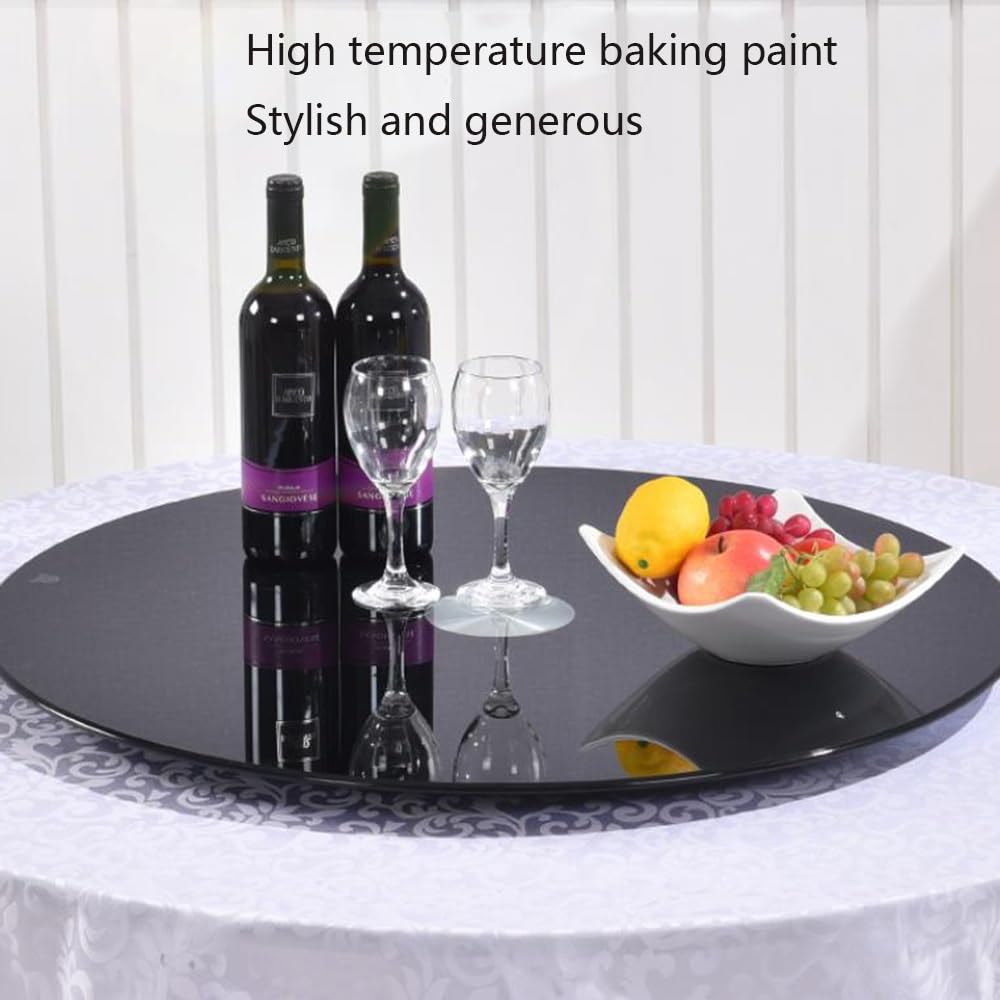 100cm Grande Vassoio Da Portata Girevole Per Tavolo Da Pranzo, Piatto Girevole Lazy Susan In Vetro Rotondo Centrotavola Piatto Girevole Per La Casa, Liscio Silenzioso Nero/Bianco(Black,90cm(36i