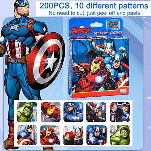 Superhero Roll Stickers-Tomicy 200 Pcs Superhero Stickers Reward Stickers for Children Tags Stickers for DIY Craft Scrapbooking Card Making Sticker Boxes Party Bag Fillers Laptop Stickers