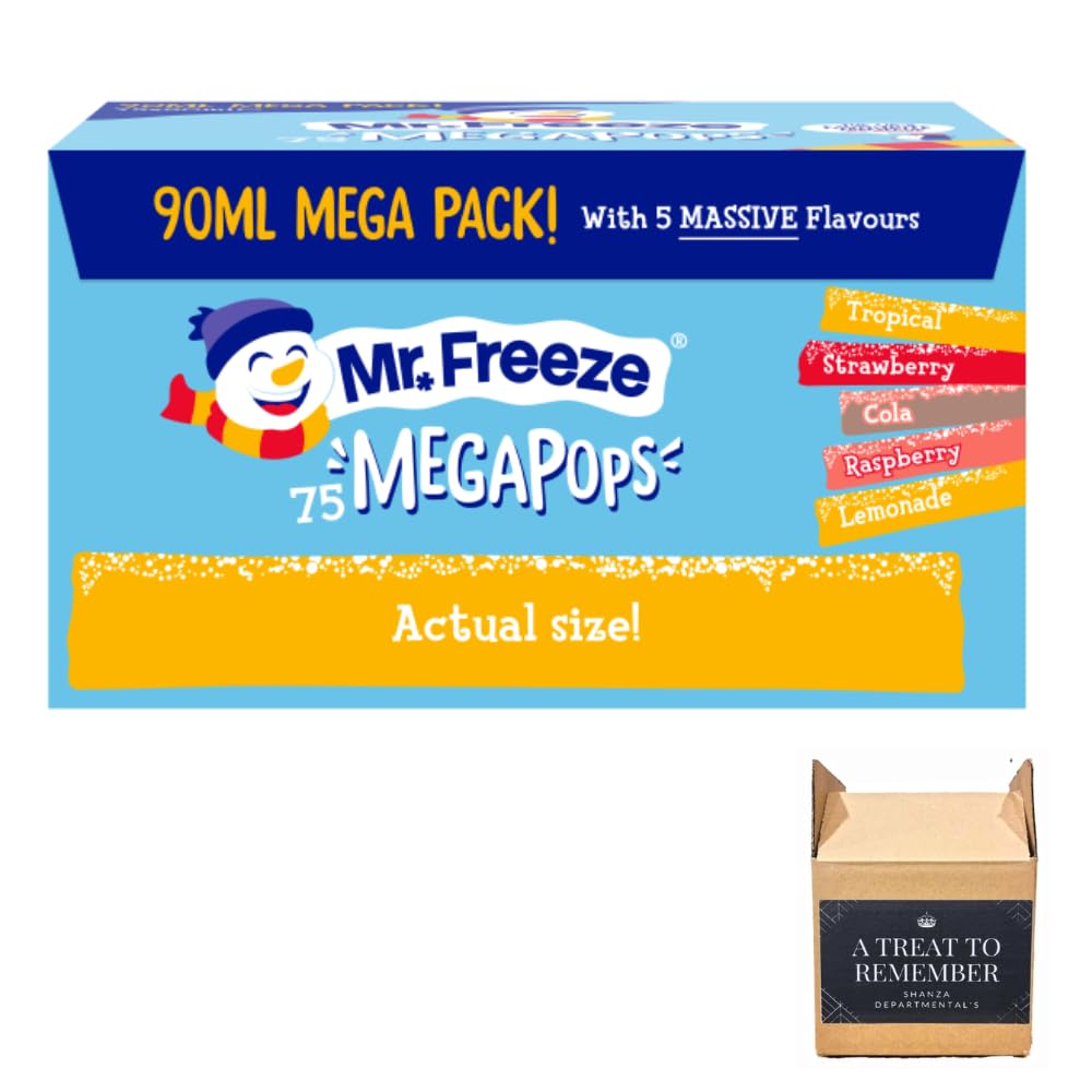 Mr. Freeze Mega Pops Assorted Flavours 75x90ml |(Lemonade,Cola,Raspberry,Strawberry+Tropical)