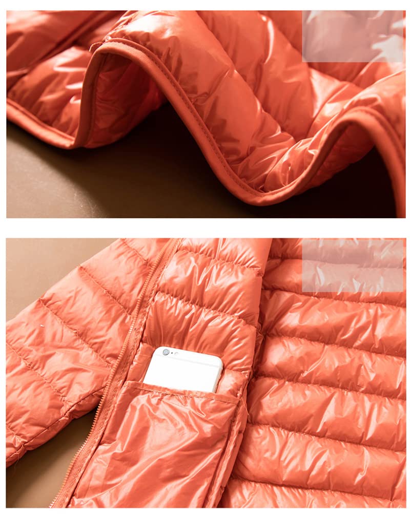 Doudoune à Capuche Femme Ultra Légère Duvet Veste Courte Manteau Doudoune Matelassée Pliable Fine Veste Doudoune Manches Longues Manteau Chaud Parka