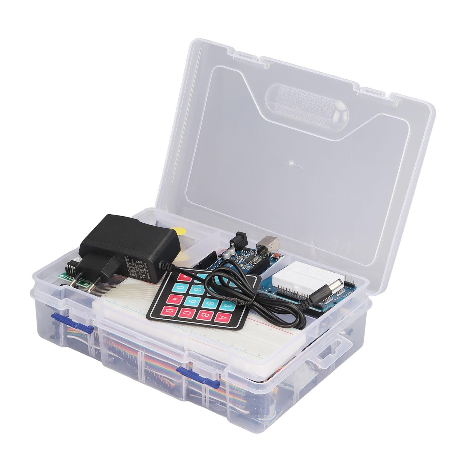 Kit de Placa de Desarrollo de Electrónica para Principiantes con Sensor Ultrasónico Placa de Pruebas LED RGB Rojo Verde Azul Amarillo Blanco LED Condensadores Sensores Transistores Relés NPN