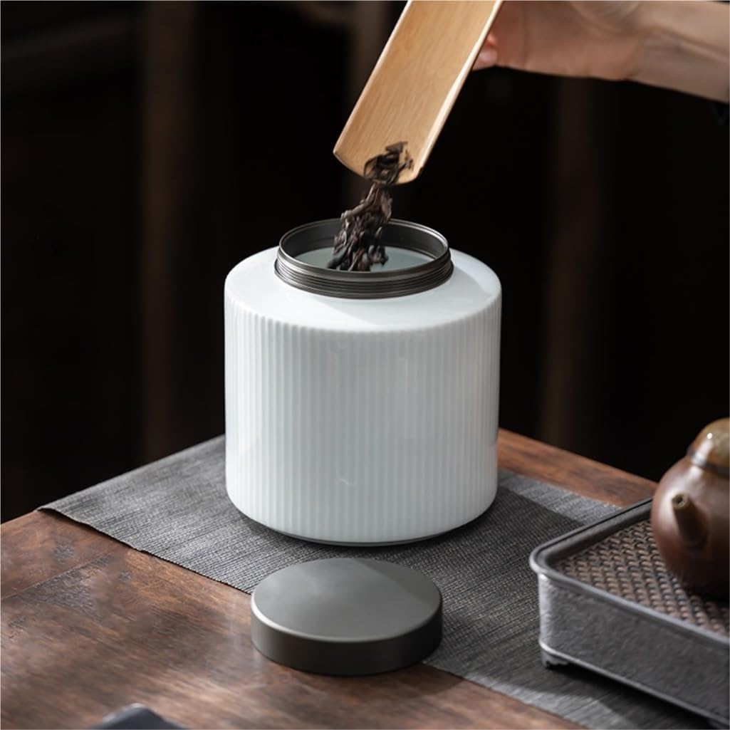SONGCHAO Sugar Jar Tea Cans Ceramic Sealed Cans Aluminum Metal Lid Storage Cans Home Kitchen Food Storage Cans Tea Cans Tea Warehouse Tea Canister