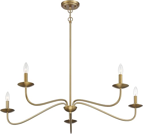 Miniatura 4 de Francis Millar FR10085NB - Candelabro rústico de 5 luces estilo granja, moderno para comedor, iluminación regulable para isla de cocina, sala de