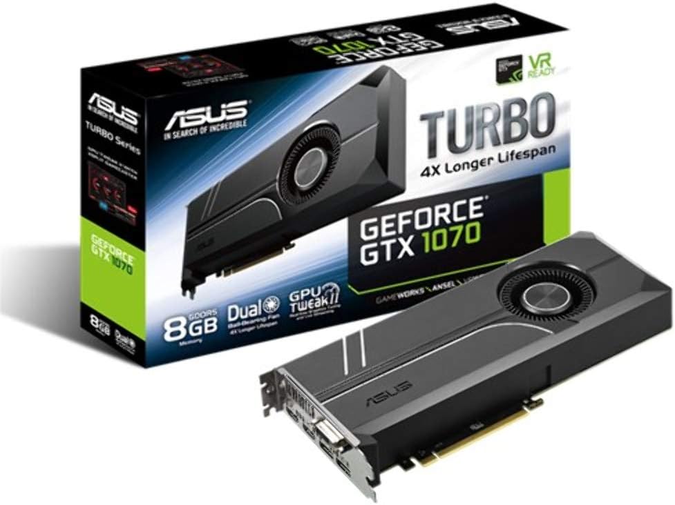 Asus GeForce GTX 1070 TURBO-GTX1070-8G - Scheda Grafica, 8 GB GDDR5, Nero Asus GeForce GTX 1070 TURBO-GTX1070-8G - Scheda Grafica, 8 GB GDDR5, Nero