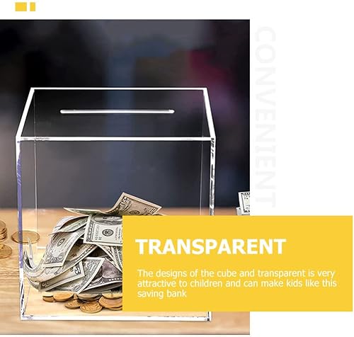 Miniatura 8 de Cumpleaños de acrílico para adultos: alcancía transparente, caja de ahorro de dinero de acrílico para adultos y niños, tarro de cambio de cubo, caja