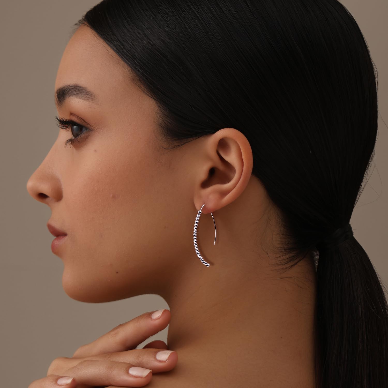 LeCalla 925 Sterling Silver Threader Earrings for Women | Handmade Wire Boho Hoops & Drop Earrings in Spiral, Heart, Bar Designs | Lightweight Pull Through Earring Jewelry Gift for Birthday, Anniversary - Image 2