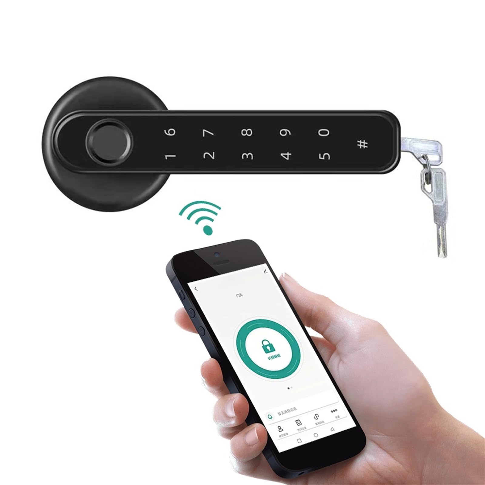 Serratura intelligente, Serratura for porta con impronta digitale intelligente Bluetooth password di sblocco chiave meccanica for in legno maniglia singola Smartlife