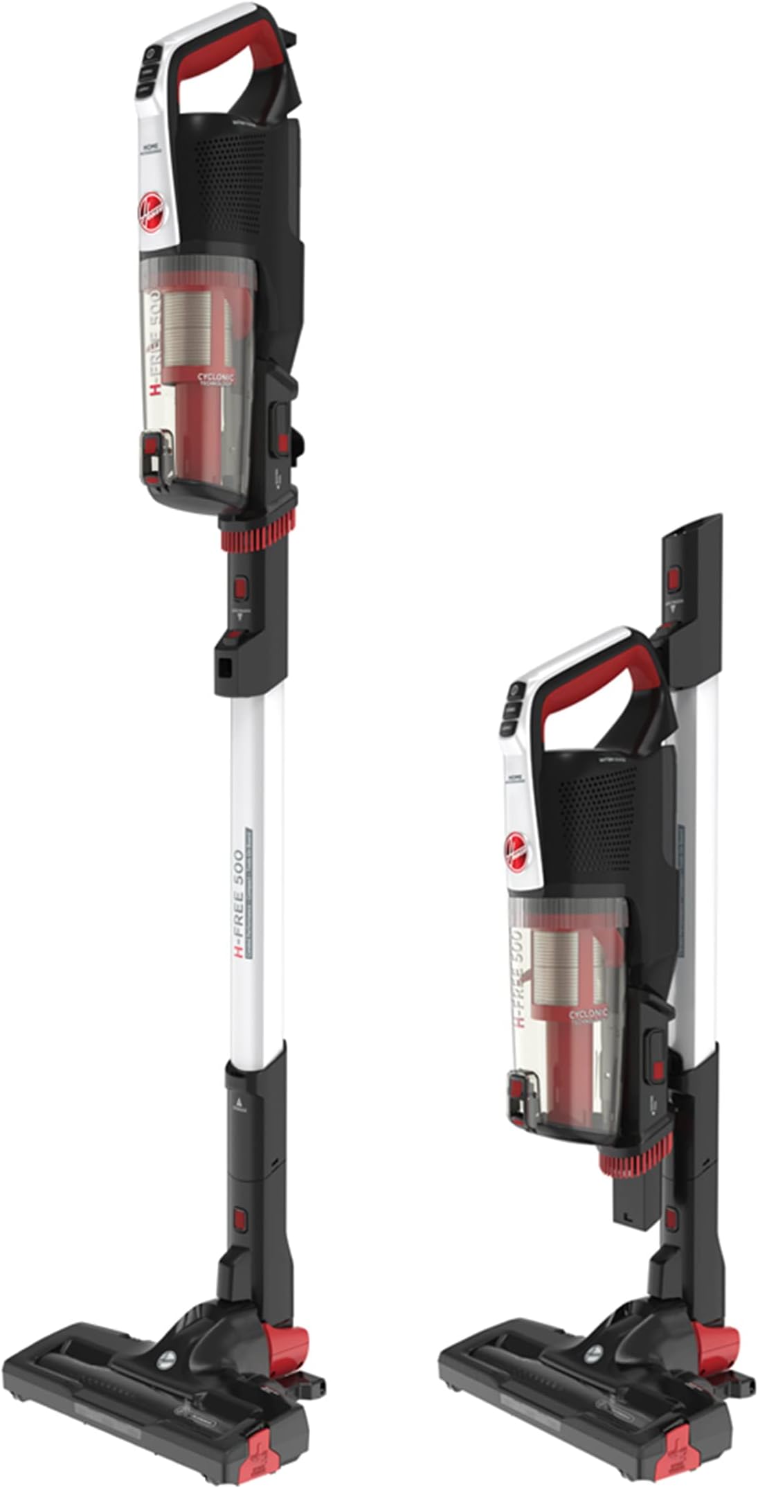 Hoover H-FREE 500 Cordless Vacuum Cleaner with Ultra Lightweight, Compact Design, 3-in-1 Configuration, 40-minute Battery Capacity, Turbo Boost for Tough Dirt, 0.45 Litre Black/Red