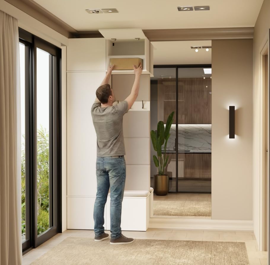 BDW HAGA II 1SZ1W - Set di armadi, panchina, altezza 238 cm, larghezza 100 cm, profondità 35 cm, modulare, corridoio, scarpiere e giacche