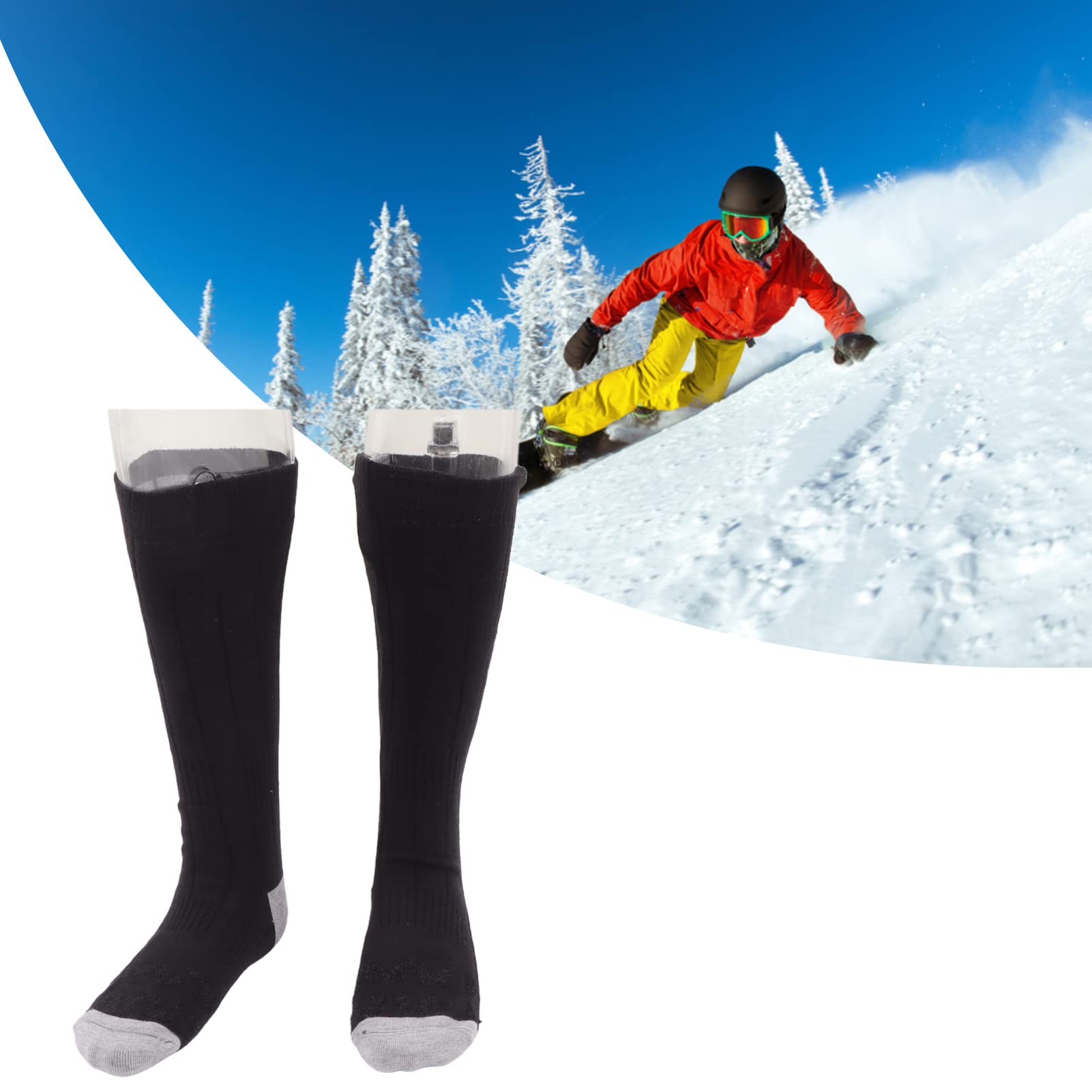 Calcetines Calefactables Recargables, Ajuste de Temperatura de 3 Niveles con Batería de 4000 MAh, Material de PU de Algodón Suave para Senderismo, esquí, Andar en Motocicleta,