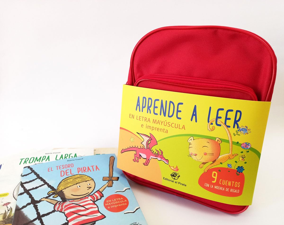 Cuentos para aprender a leer en letra MAYÚSCULA y de imprenta: 9 cuentos infantiles con una mochila de regalo: 10