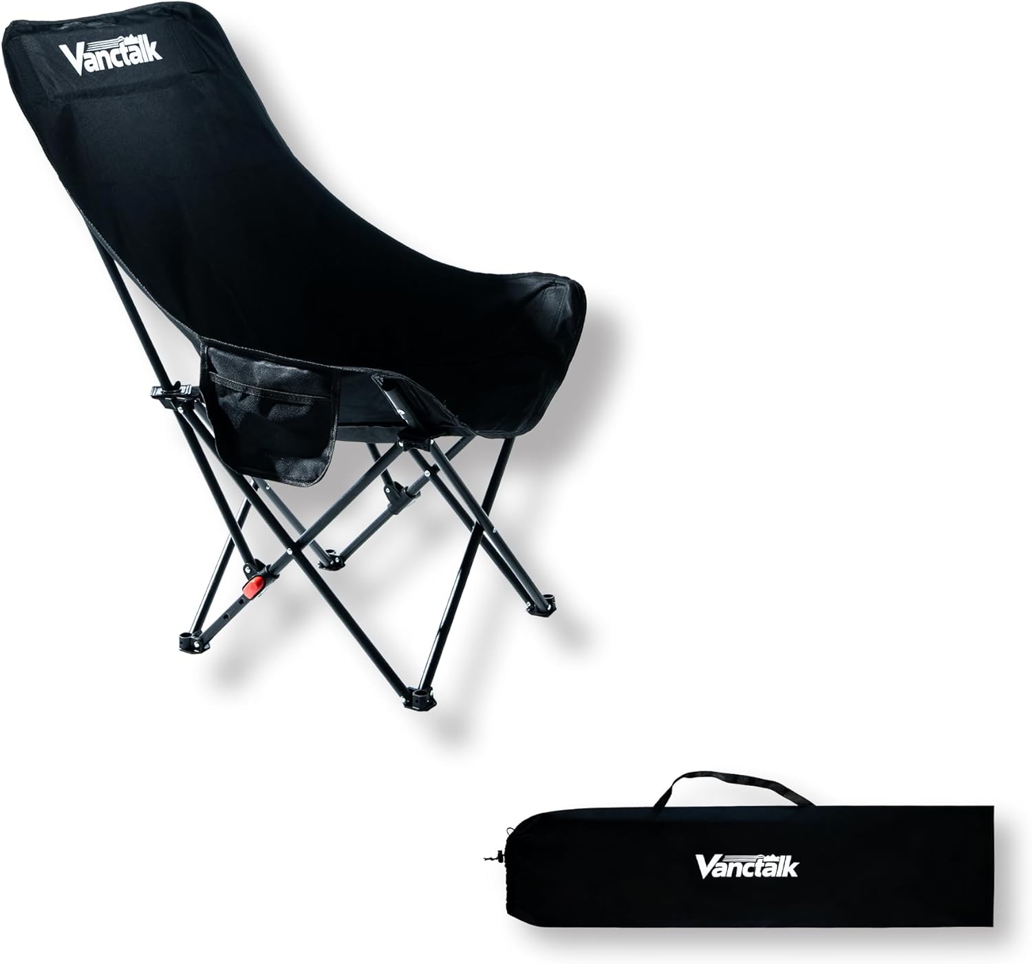 Outdoor Folding Chair, Ultralight 4.4LBS Portable Camping Chair with Adjustable Gear Lever & Carry Bag, 330LBS Heavy Duty Carbon Steel Chair for Camping, Hiking, Picnic, Outdoor Activities